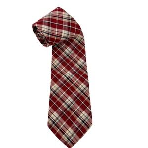 Brooks Brothers Makers Red Plaid Cotton Tie Men's Made in USA Christmas Preppy